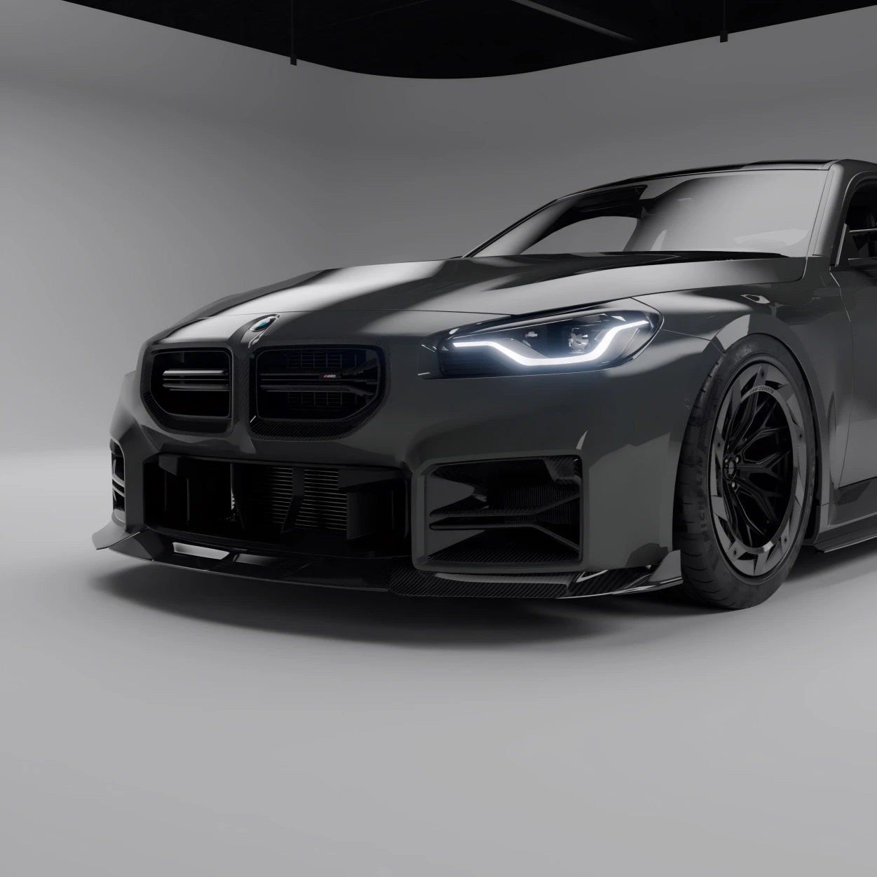 bmw-g87-m2-front-splitter-lip-3-4-view Splitter Față Carbon BMW G87 M2 – ASM Design Lip Frontal - imagine 1