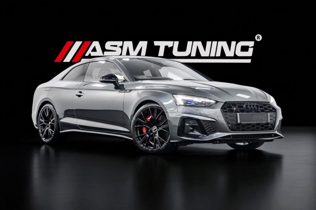 Audi S5 B9 echipat cu piese tuning din carbon – splitter frontal, difuzor și eleron by ASM Tuning