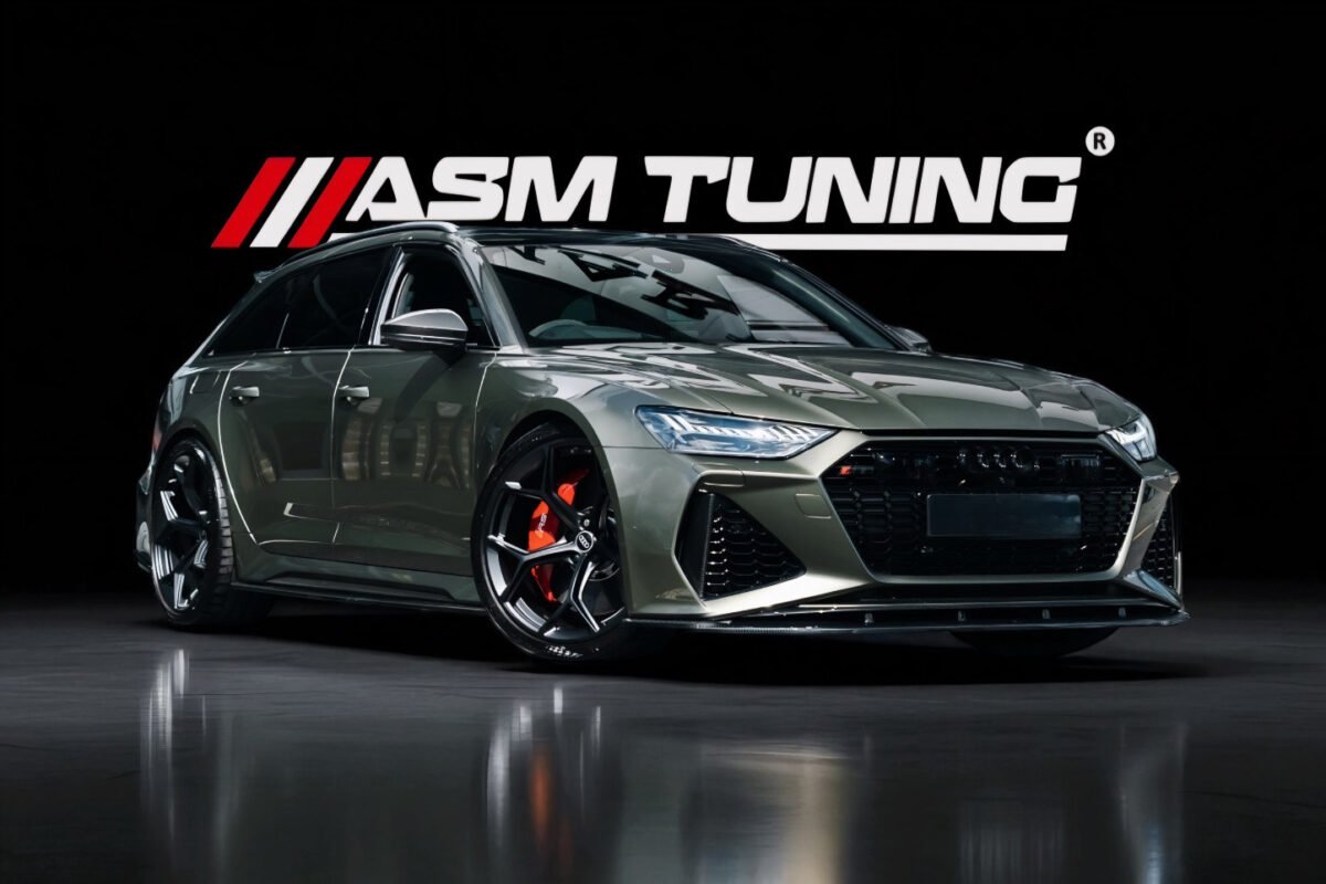 Audi RS6 C8 Avant cu pachet complet carbon – splitter, difuzor, eleron si downpipe de la ASM Tuning