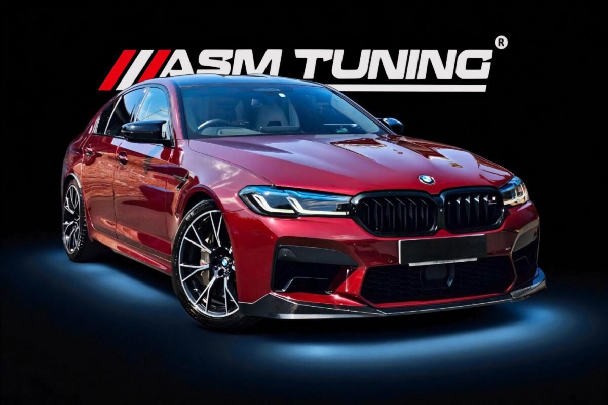 BMW M5 F90 echipat cu piese carbon ASM Tuning – splitter, difuzor, jante și eleron