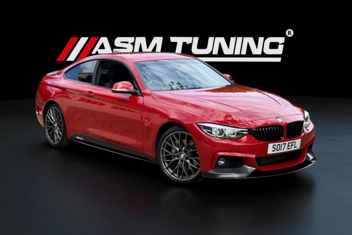 BMW Seria 4 F32 Coupé cu splitter frontal, eleron, difuzor și extensii laterale din carbon real – colecția ASM Tuning