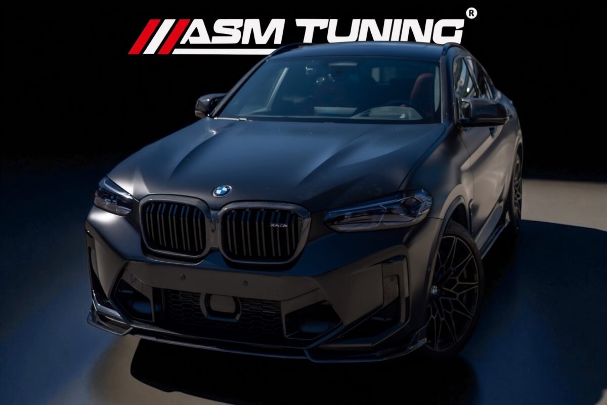 BMW X4M F98 cu kit complet tuning din carbon: splitter, difuzor, eleron by ASM Tuning România